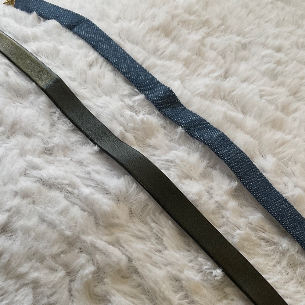 Black leather choker and a navy fabric choker set.